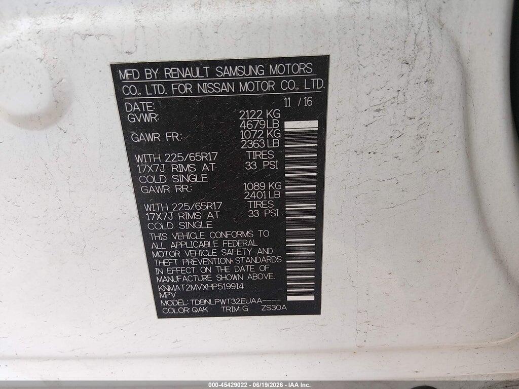 KNMAT2MVXHP519914 2017 NISSAN ROGUE photo no. 9