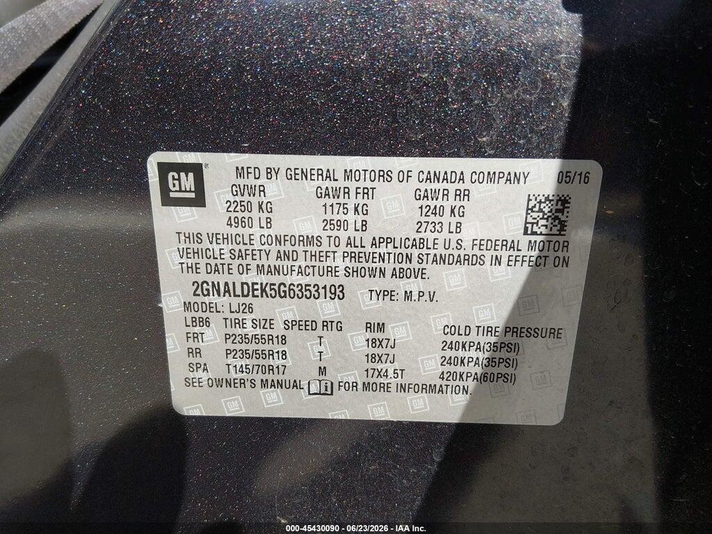 2GNALDEK5G6353193 2016 CHEVROLET EQUINOX photo no. 9