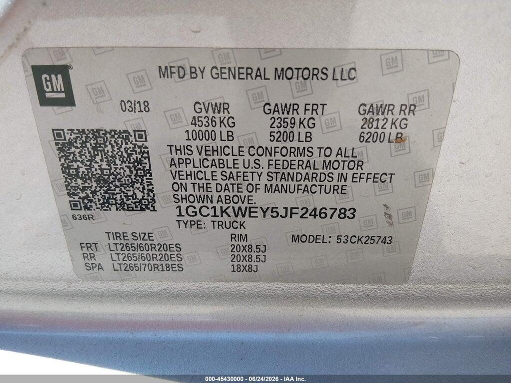 1GC1KWEY5JF246783 2018 CHEVROLET SILVERADO 2500HD photo no. 9