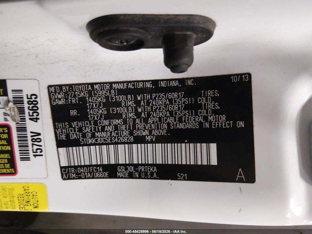5TDKK3DC5ES426828 2014 TOYOTA SIENNA photo no. 9