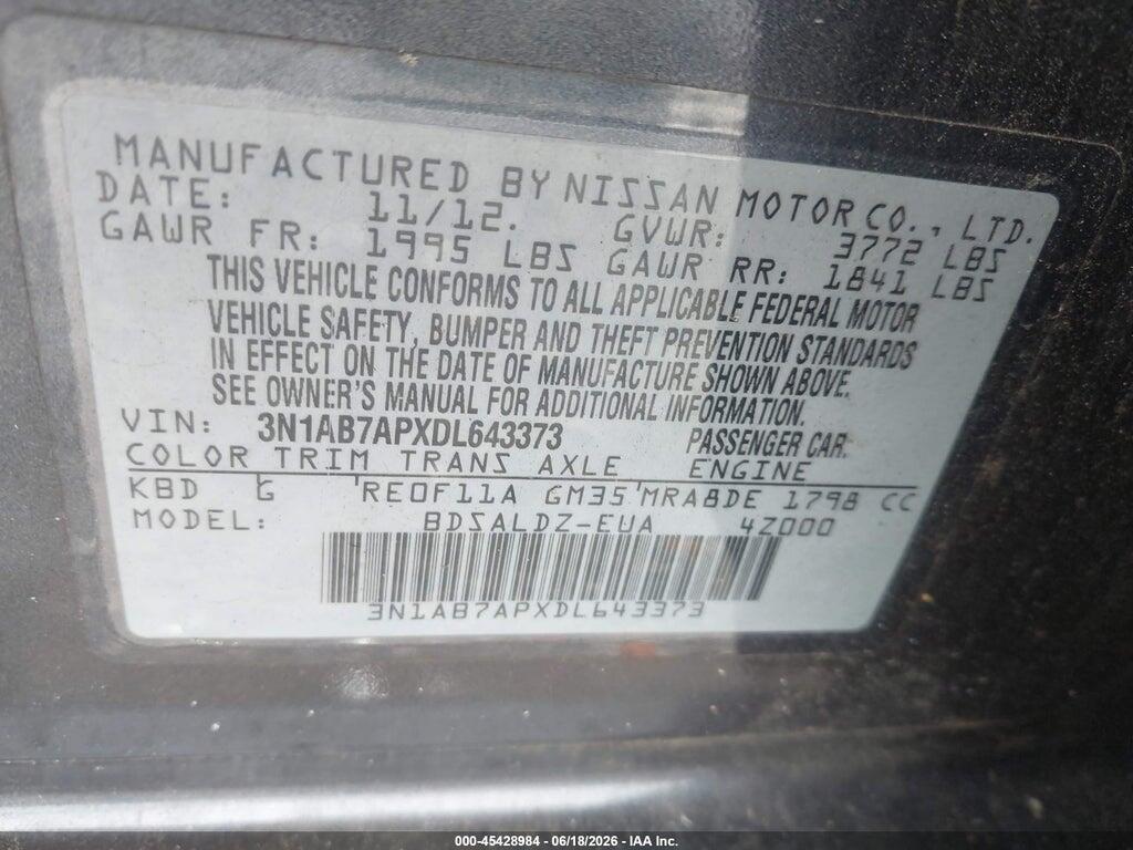 3N1AB7APXDL643373 2013 NISSAN SENTRA photo no. 9