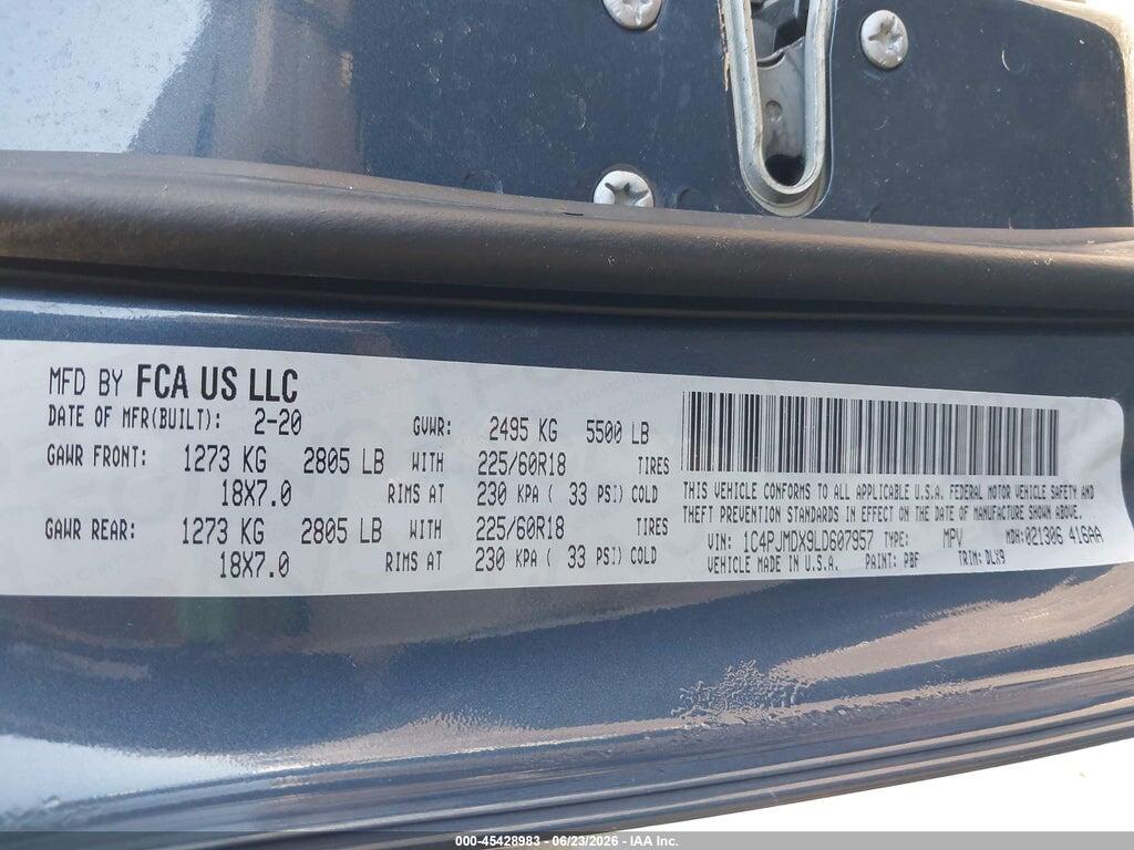 1C4PJMDX9LD607957 2020 JEEP CHEROKEE photo no. 9