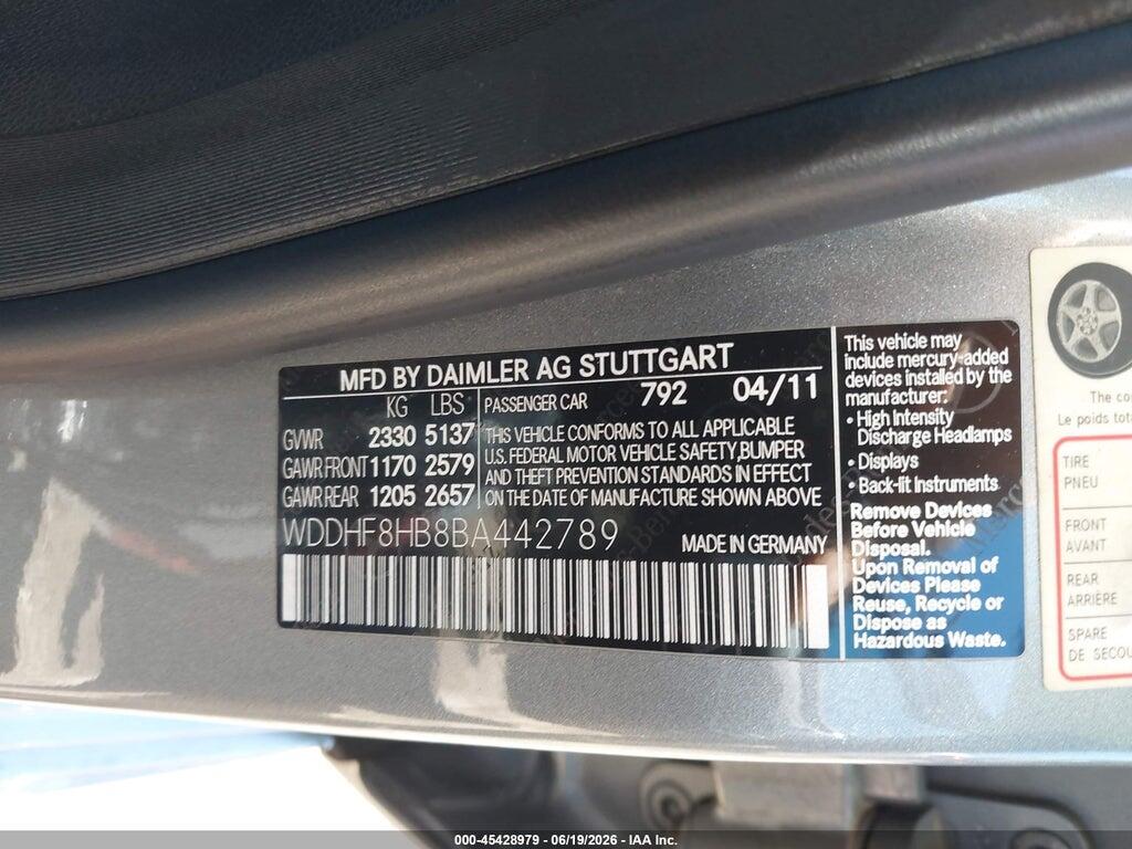 WDDHF8HB8BA442789 2011 MERCEDES-BENZ E 350 photo no. 9