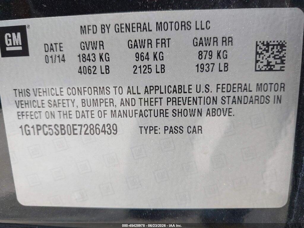 1G1PC5SB0E7286439 2014 CHEVROLET CRUZE photo no. 9