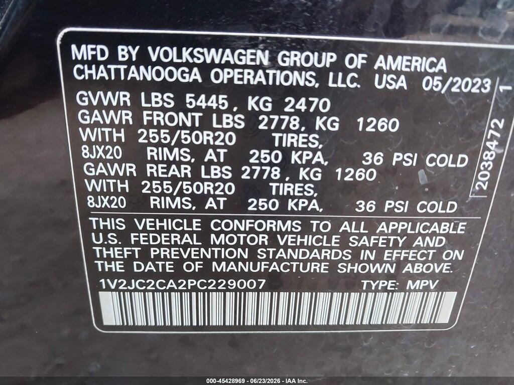 1V2JC2CA2PC229007 2023 VOLKSWAGEN ATLAS CROSS SPORT photo no. 9
