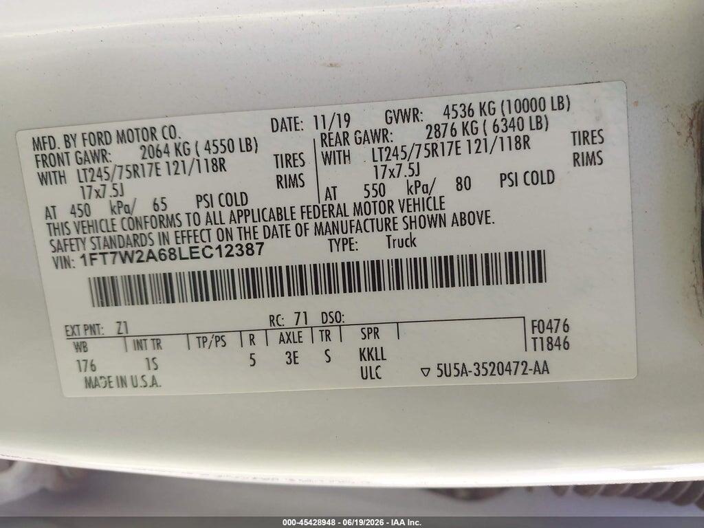 1FT7W2A68LEC12387 2020 FORD F-250 photo no. 9