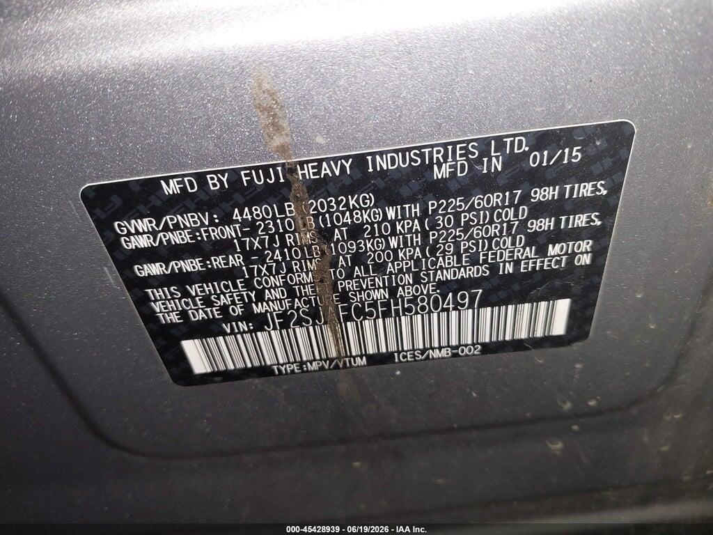 JF2SJAFC5FH580497 2015 SUBARU FORESTER photo no. 9
