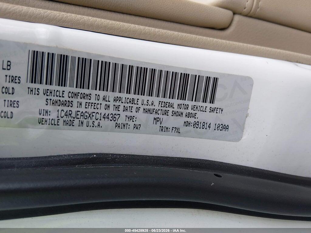 1C4RJEAGXFC144367 2015 JEEP GRAND CHEROKEE photo no. 9
