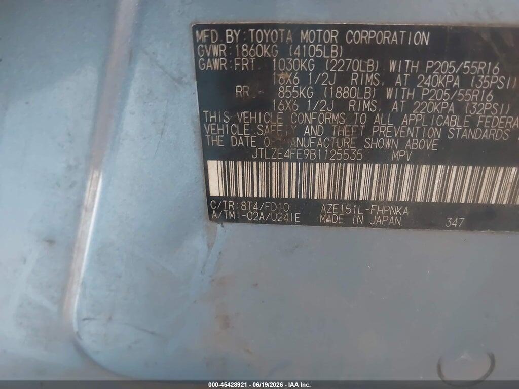 JTLZE4FE9B1125535 2011 SCION XB photo no. 9