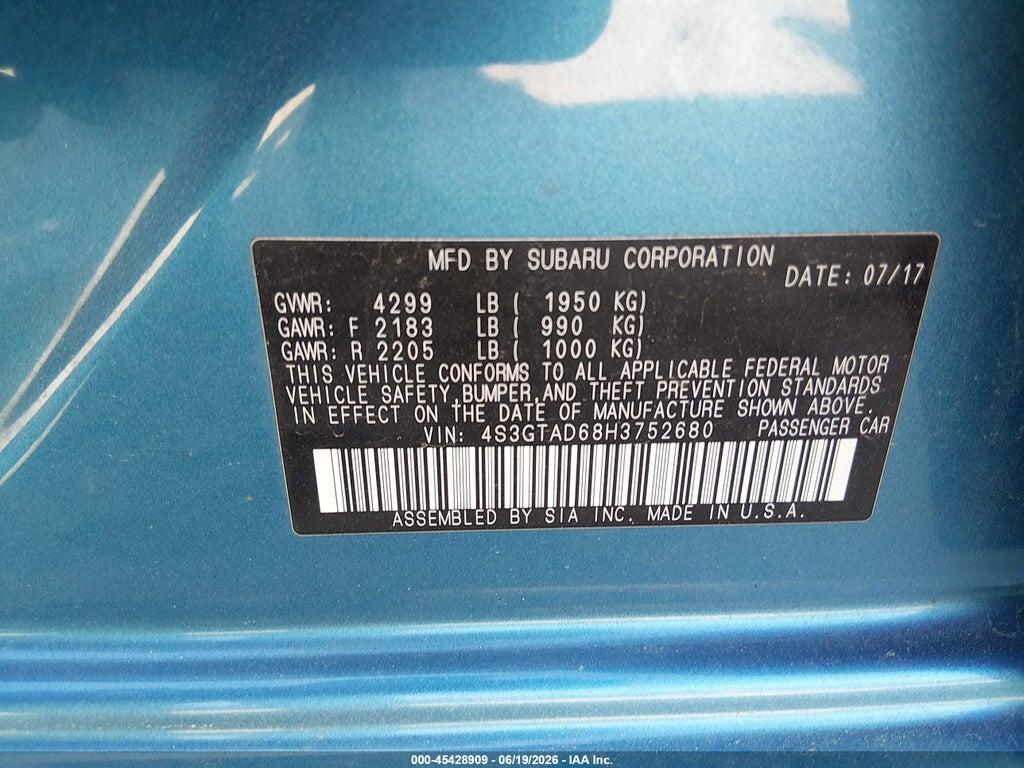 4S3GTAD68H3752680 2017 SUBARU IMPREZA photo no. 9