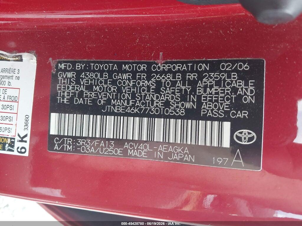JTNBE46K773010538 2007 TOYOTA CAMRY photo no. 9