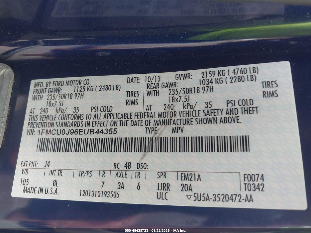 1FMCU0J96EUB44355 2014 FORD ESCAPE photo no. 9