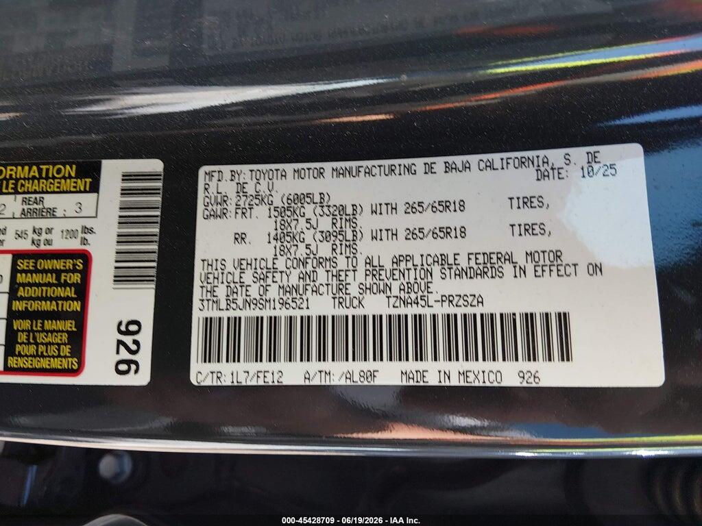 3TMLB5JN9SM196521 2025 TOYOTA TACOMA photo no. 9