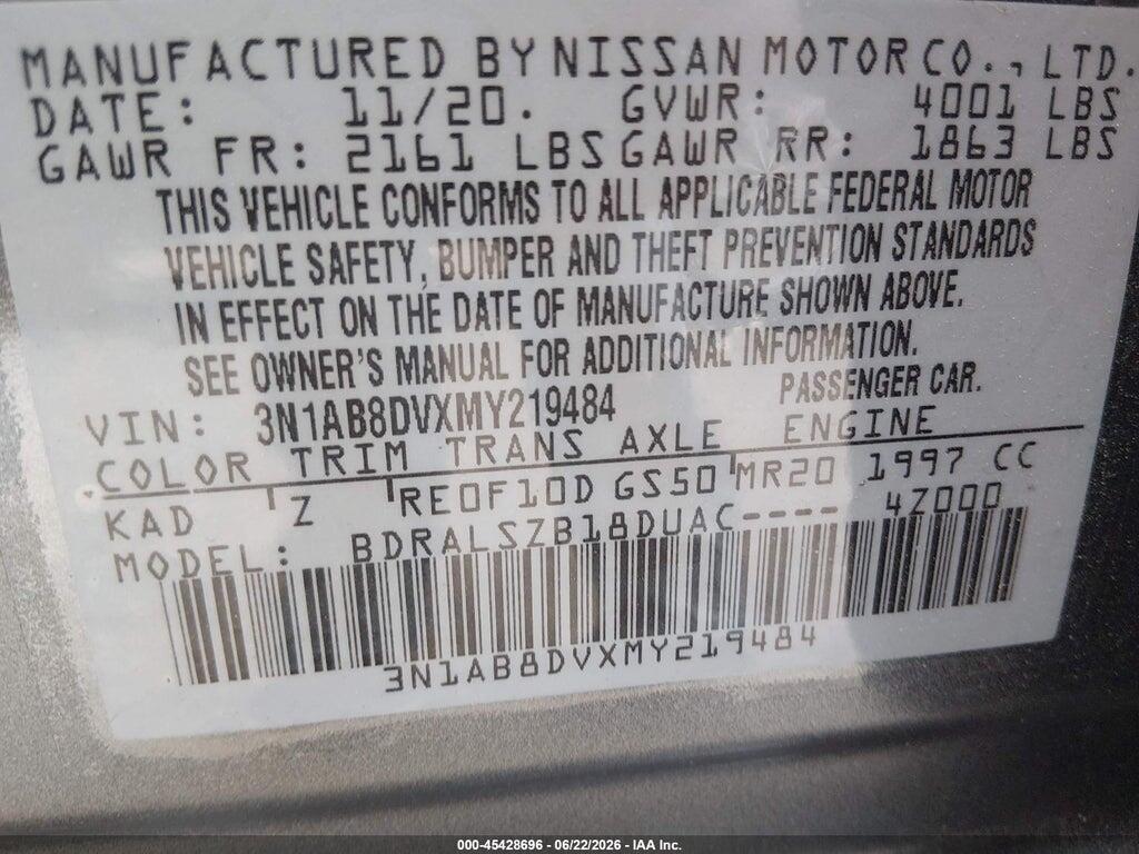 3N1AB8DVXMY219484 2021 NISSAN SENTRA photo no. 9