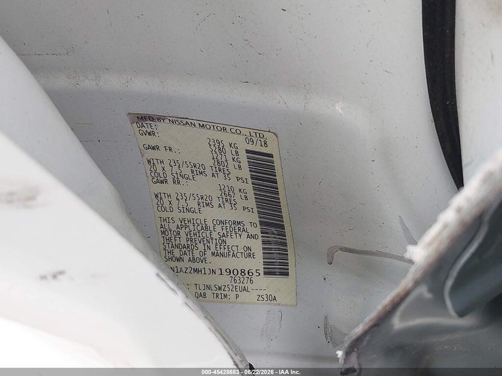 5N1AZ2MH1JN190865 2018 NISSAN MURANO photo no. 9
