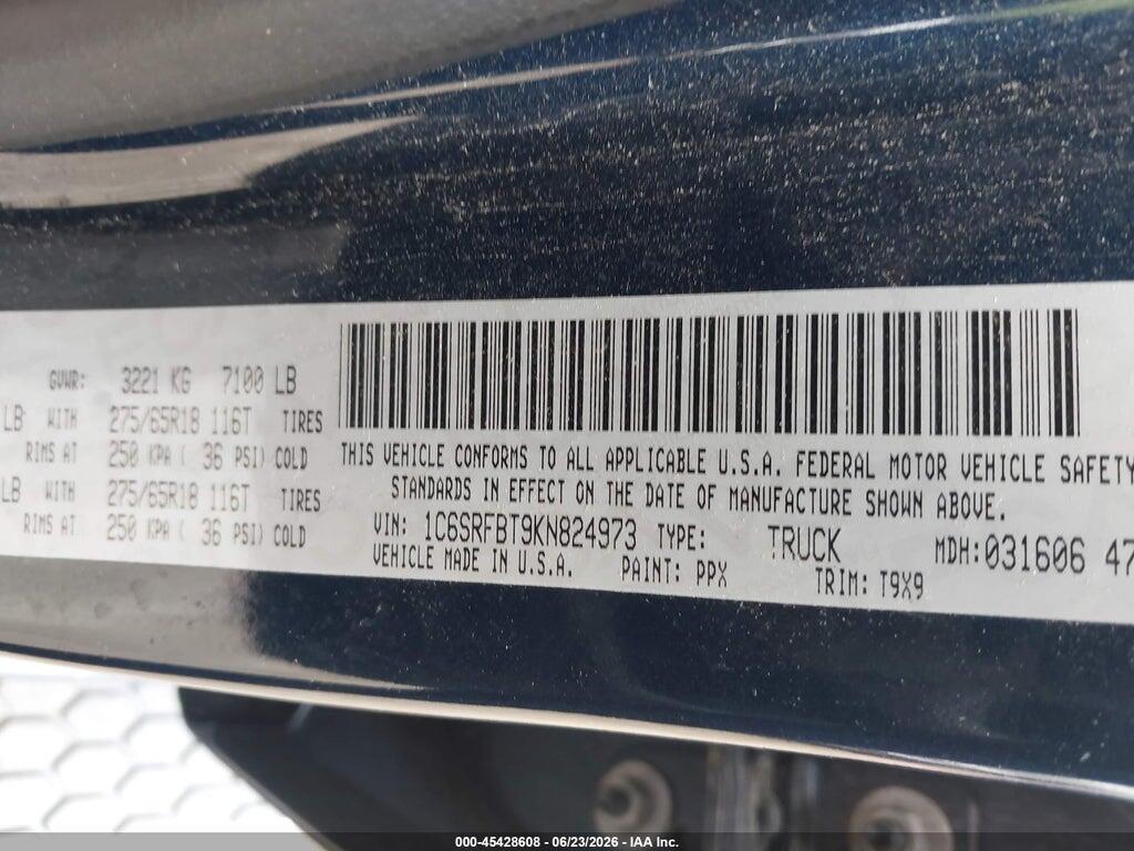 1C6SRFBT9KN824973 2019 RAM 1500 photo no. 9
