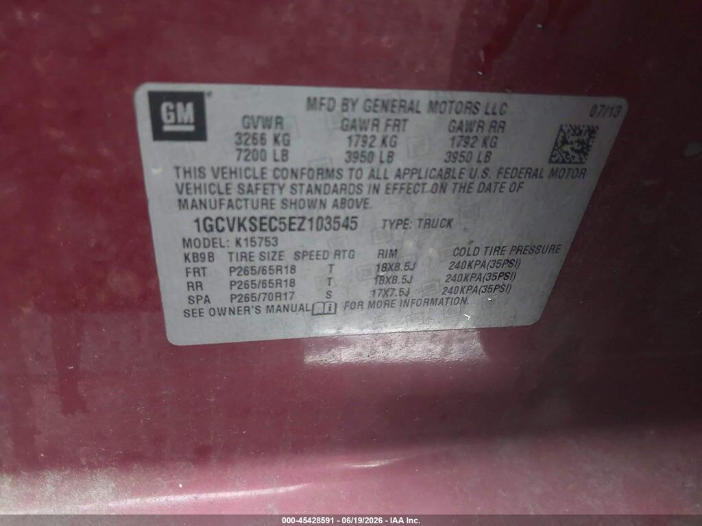 1GCVKSEC5EZ103545 2014 CHEVROLET SILVERADO 1500 photo no. 9