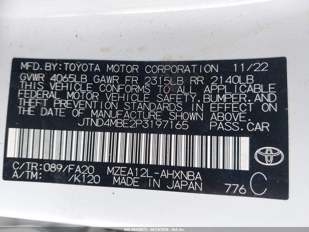 JTND4MBE2P3197165 2023 TOYOTA COROLLA photo no. 9