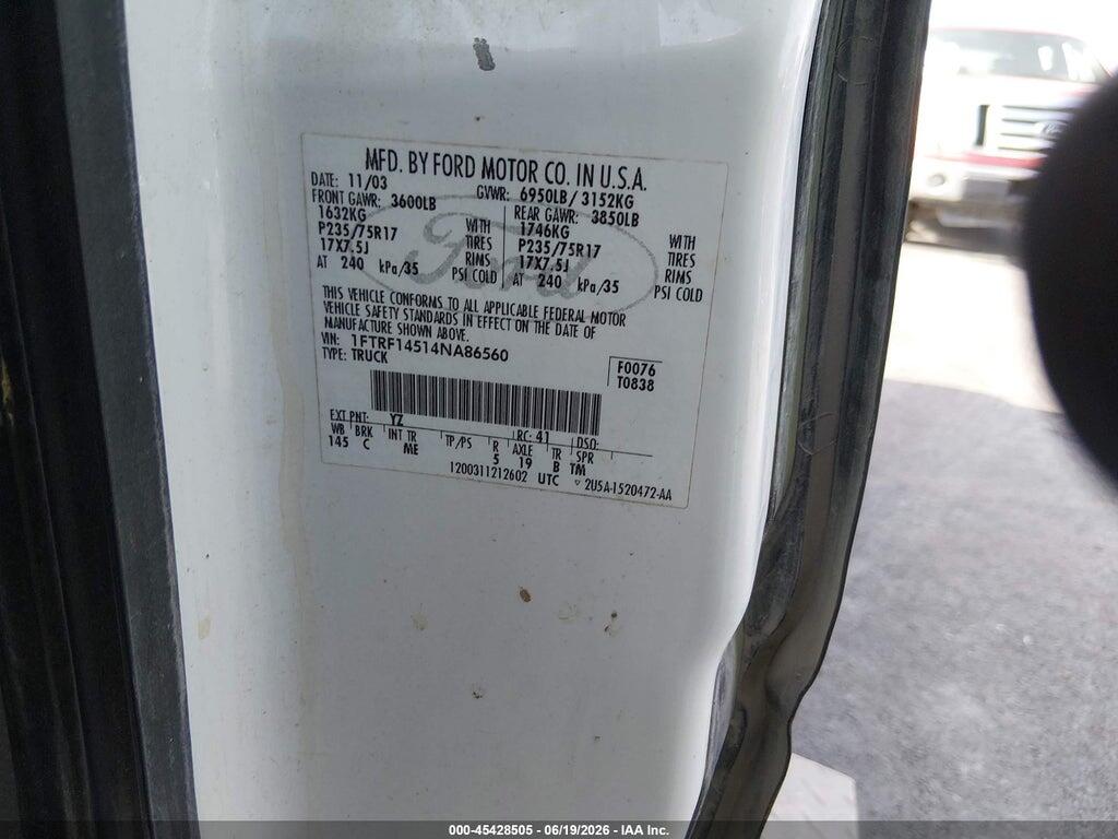 1FTRF14514NA86560 2004 FORD F-150 photo no. 9