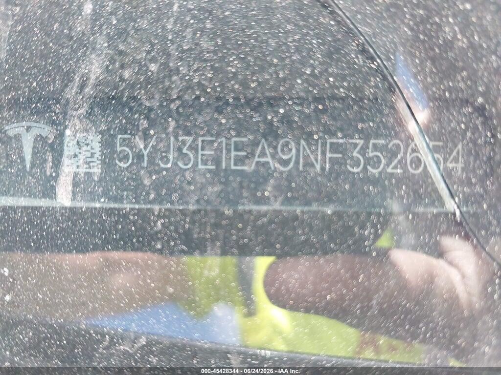 5YJ3E1EA9NF352654 2022 TESLA MODEL 3 photo no. 9
