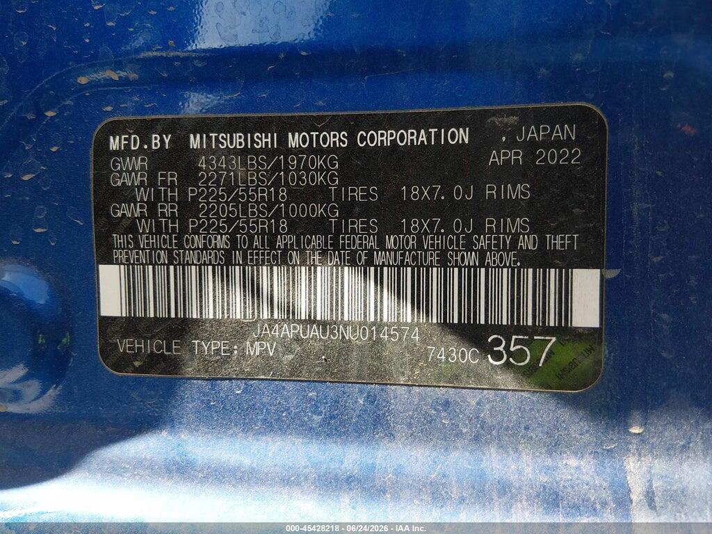 JA4APUAU3NU014574 2022 MITSUBISHI OUTLANDER SPORT photo no. 9