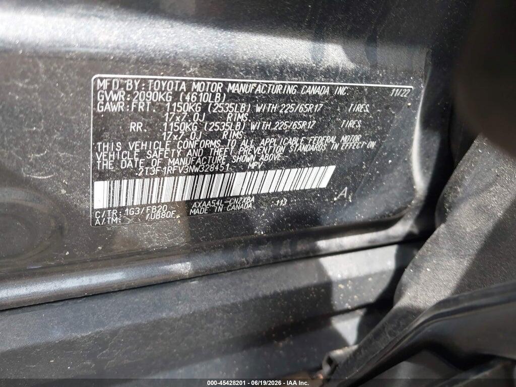 2T3F1RFV3NW328451 2022 TOYOTA RAV4 photo no. 9