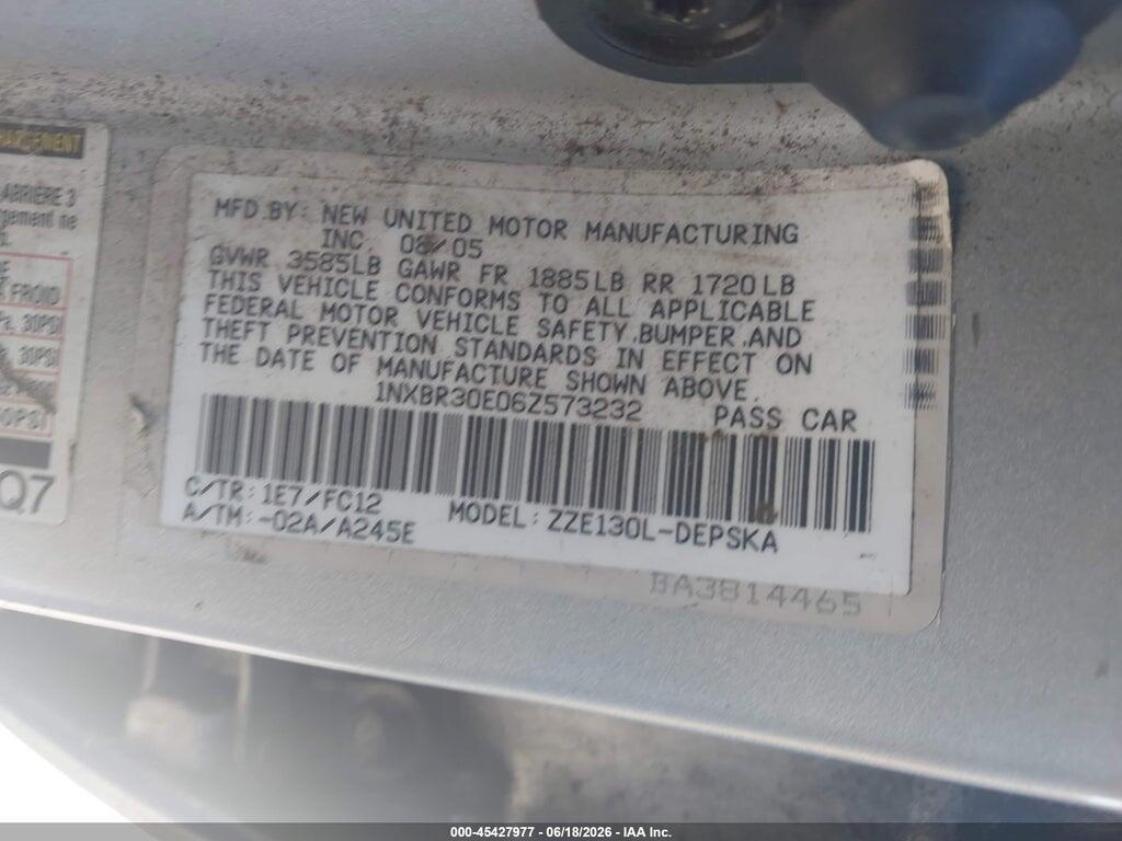 1NXBR30E06Z573232 2006 TOYOTA COROLLA photo no. 9