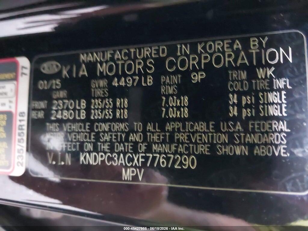 KNDPC3ACXF7767290 2015 KIA SPORTAGE photo no. 9