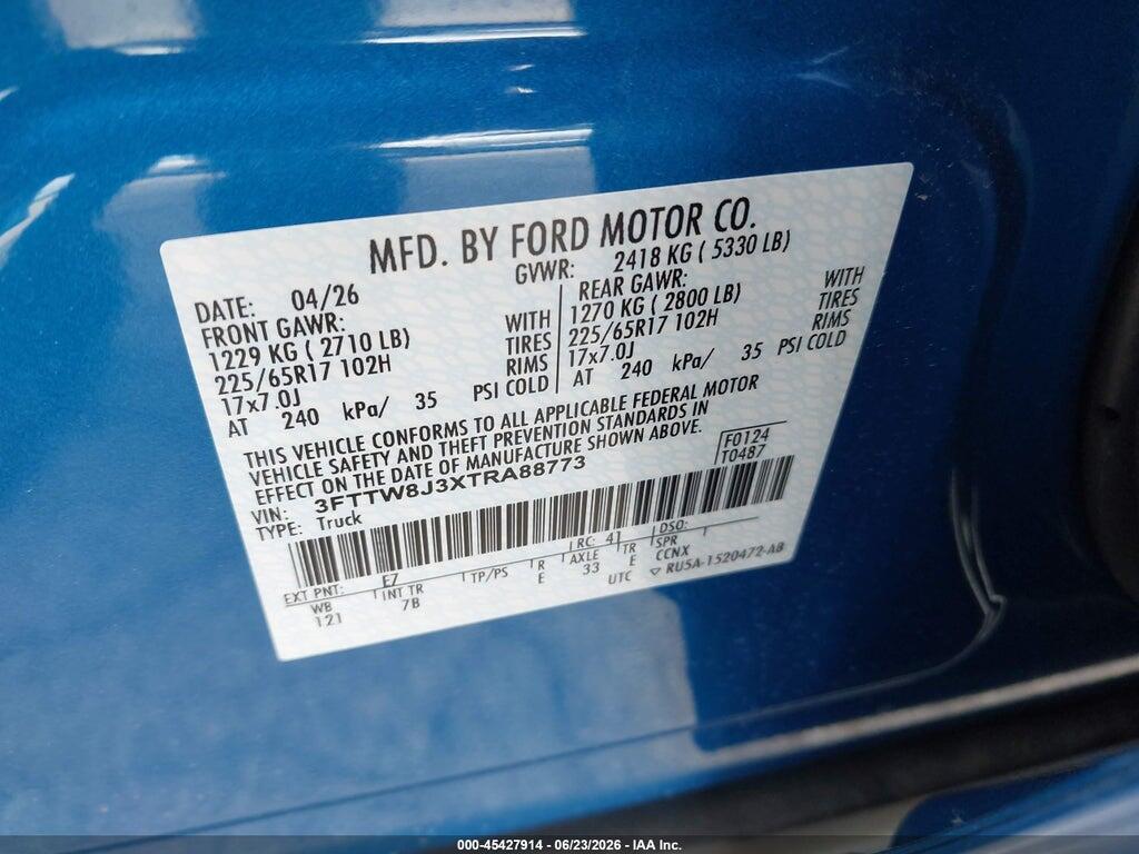 3FTTW8J3XTRA88773 2026 FORD MAVERICK photo no. 9