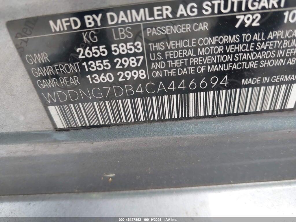 WDDNG7DB4CA446694 2012 MERCEDES-BENZ S 550 photo no. 9