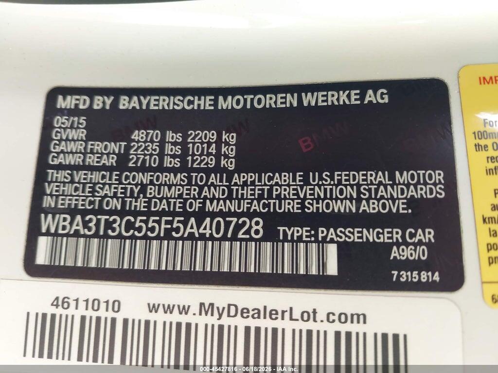 WBA3T3C55F5A40728 2015 BMW 435I photo no. 9
