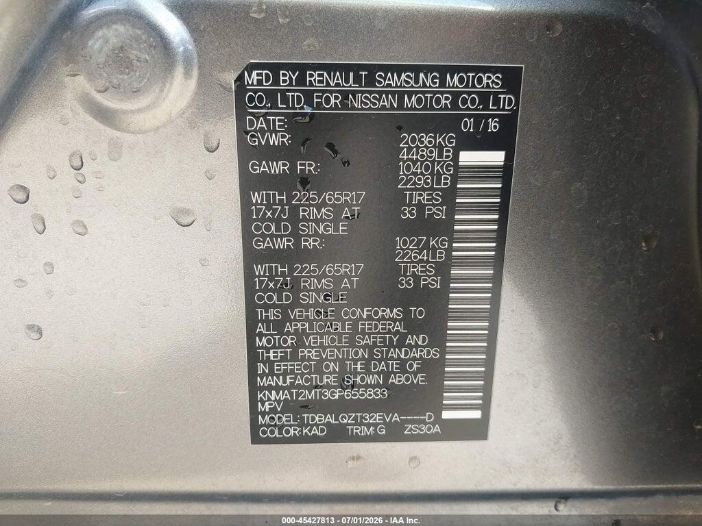 KNMAT2MT3GP655833 2016 NISSAN ROGUE photo no. 9