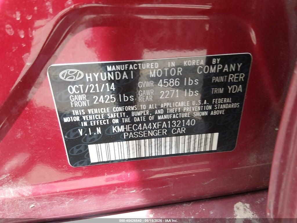 KMHEC4A4XFA132140 2015 HYUNDAI SONATA HYBRID photo no. 9