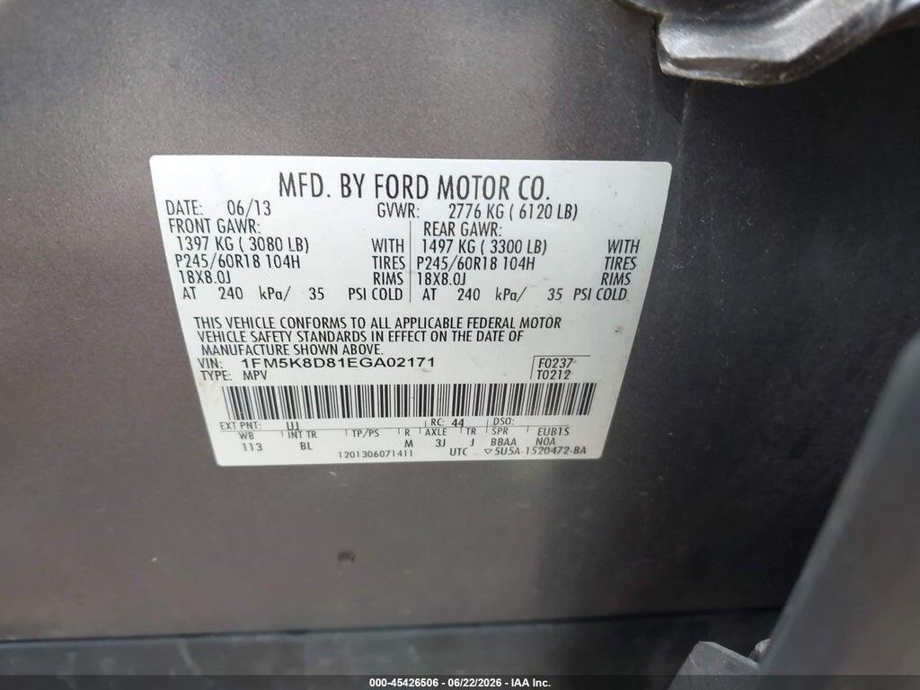 1FM5K8D81EGA02171 2014 FORD EXPLORER photo no. 9