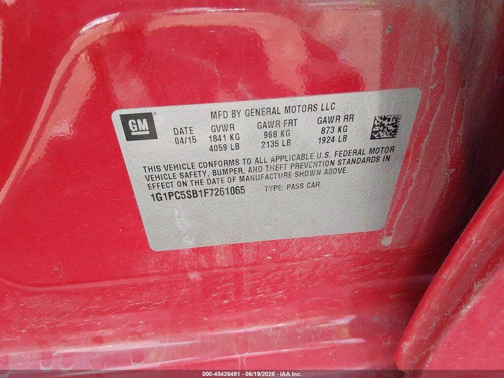 1G1PC5SB1F7261065 2015 CHEVROLET CRUZE photo no. 9