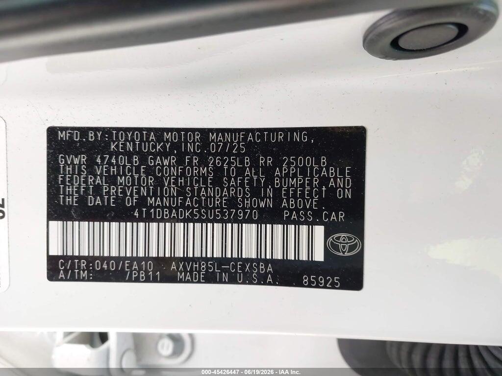 4T1DBADK5SU537970 2025 TOYOTA CAMRY photo no. 9