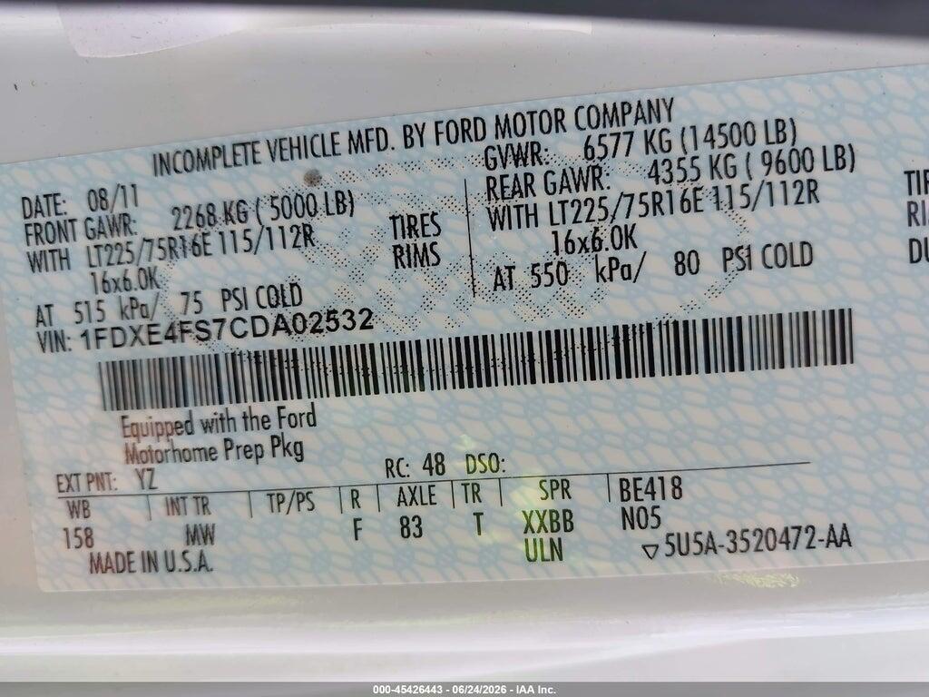 1FDXE4FS7CDA02532 2012 FORD E-450 CUTAWAY photo no. 8