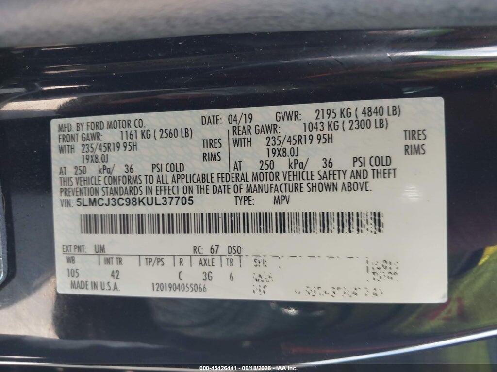 5LMCJ3C98KUL37705 2019 LINCOLN MKC photo no. 9