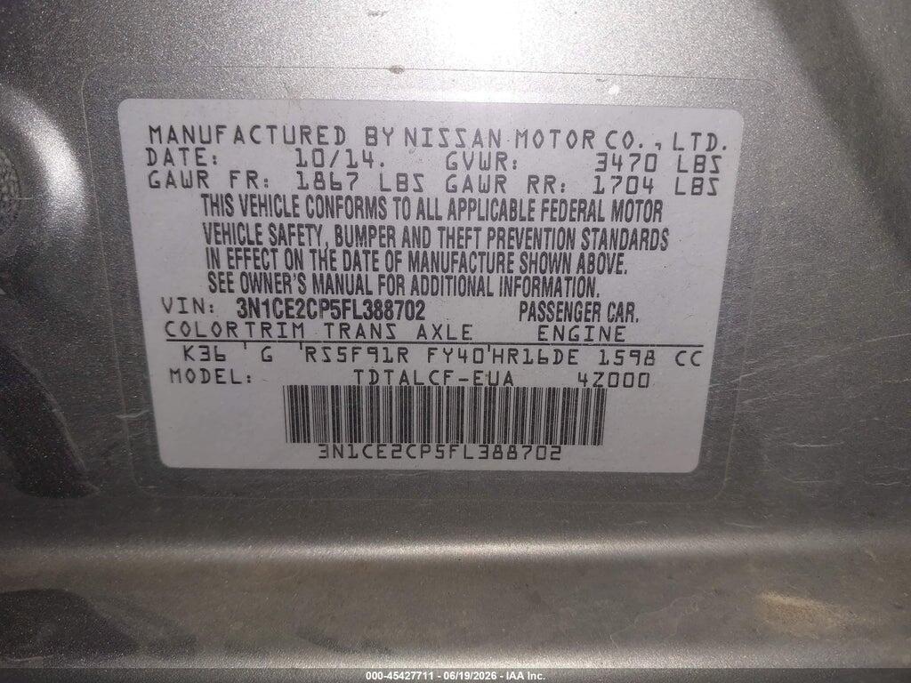 3N1CE2CP5FL388702 2015 NISSAN VERSA NOTE photo no. 9