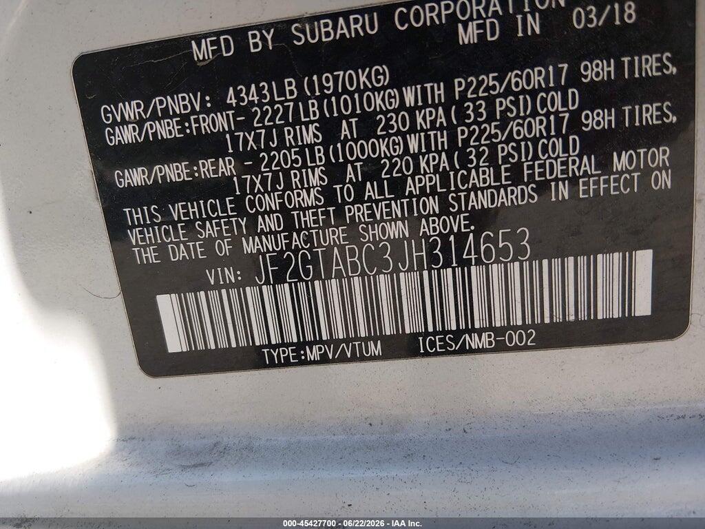 JF2GTABC3JH314653 2018 SUBARU CROSSTREK photo no. 9
