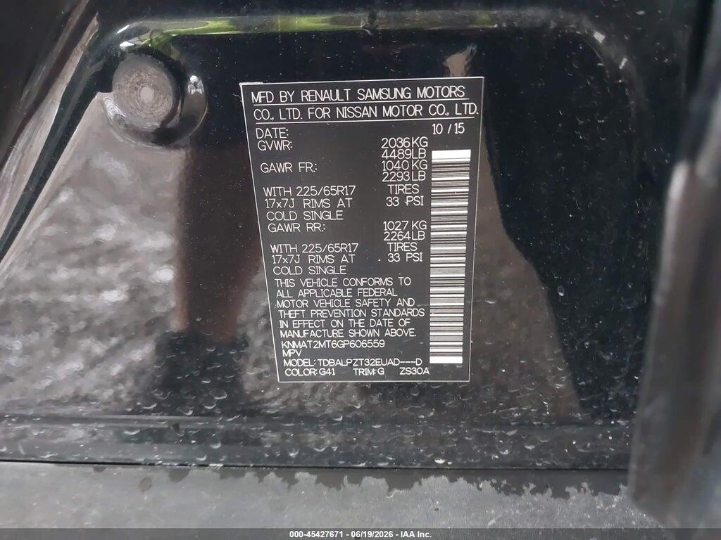 KNMAT2MT6GP606559 2016 NISSAN ROGUE photo no. 9