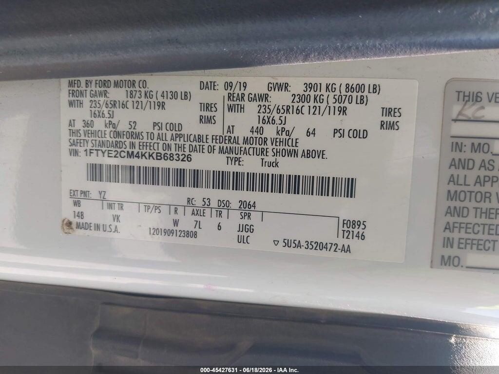1FTYE2CM4KKB68326 2019 FORD TRANSIT-150 photo no. 9