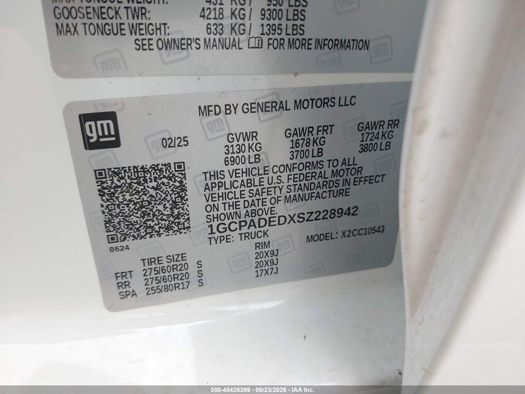 1GCPADEDXSZ228942 2025 CHEVROLET SILVERADO 1500 photo no. 9