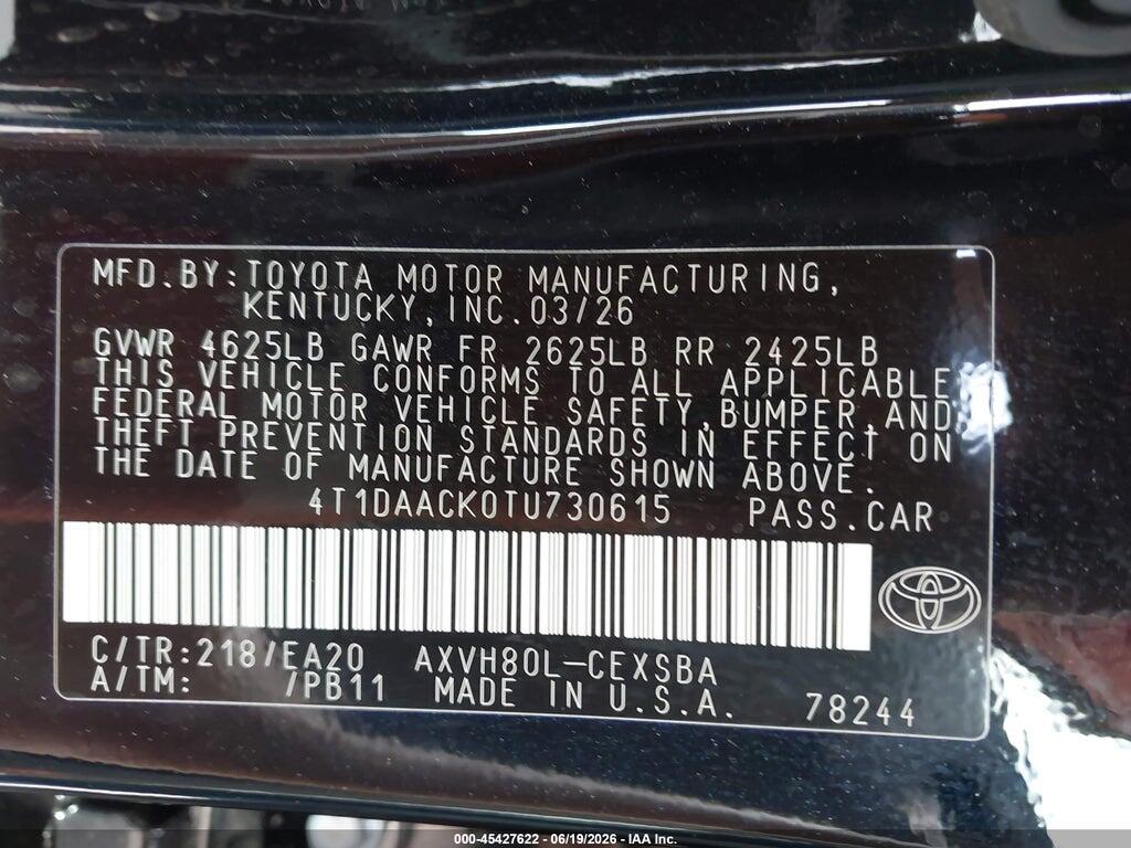4T1DAACK0TU730615 2026 TOYOTA CAMRY photo no. 9