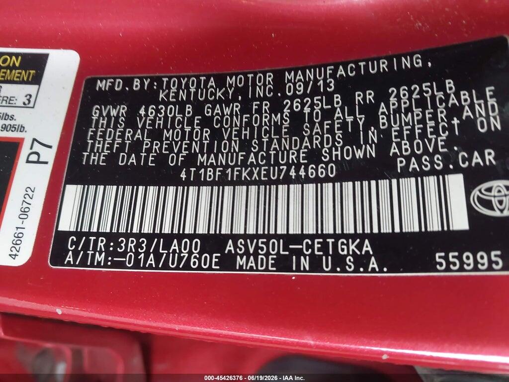 4T1BF1FKXEU744660 2014 TOYOTA CAMRY photo no. 9