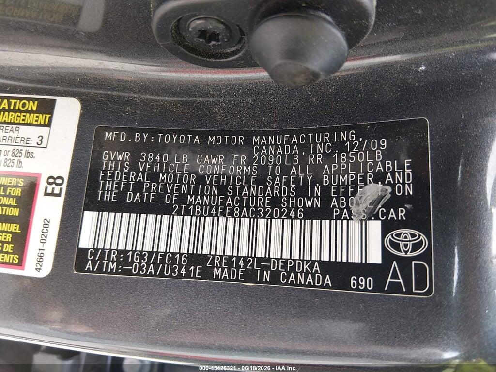 2T1BU4EE8AC320246 2010 TOYOTA COROLLA photo no. 9