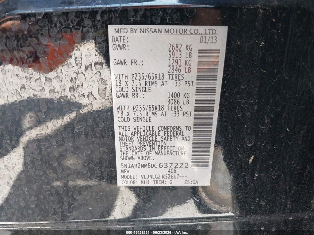5N1AR2MM8DC637222 2013 NISSAN PATHFINDER photo no. 9