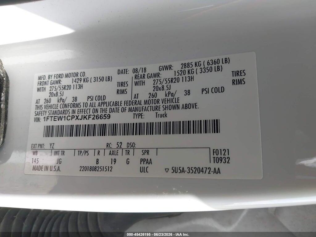 1FTEW1CPXJKF26659 2018 FORD F-150 photo no. 9