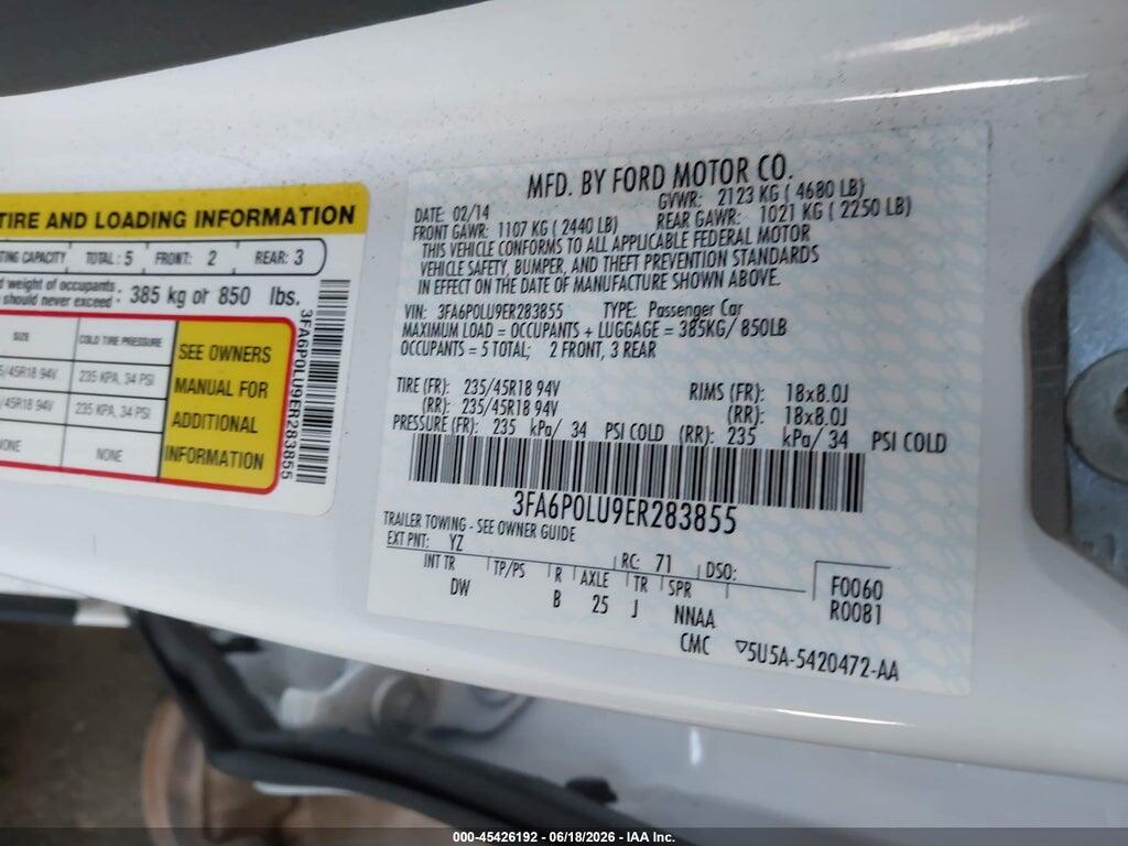 3FA6P0LU9ER283855 2014 FORD FUSION HYBRID photo no. 9