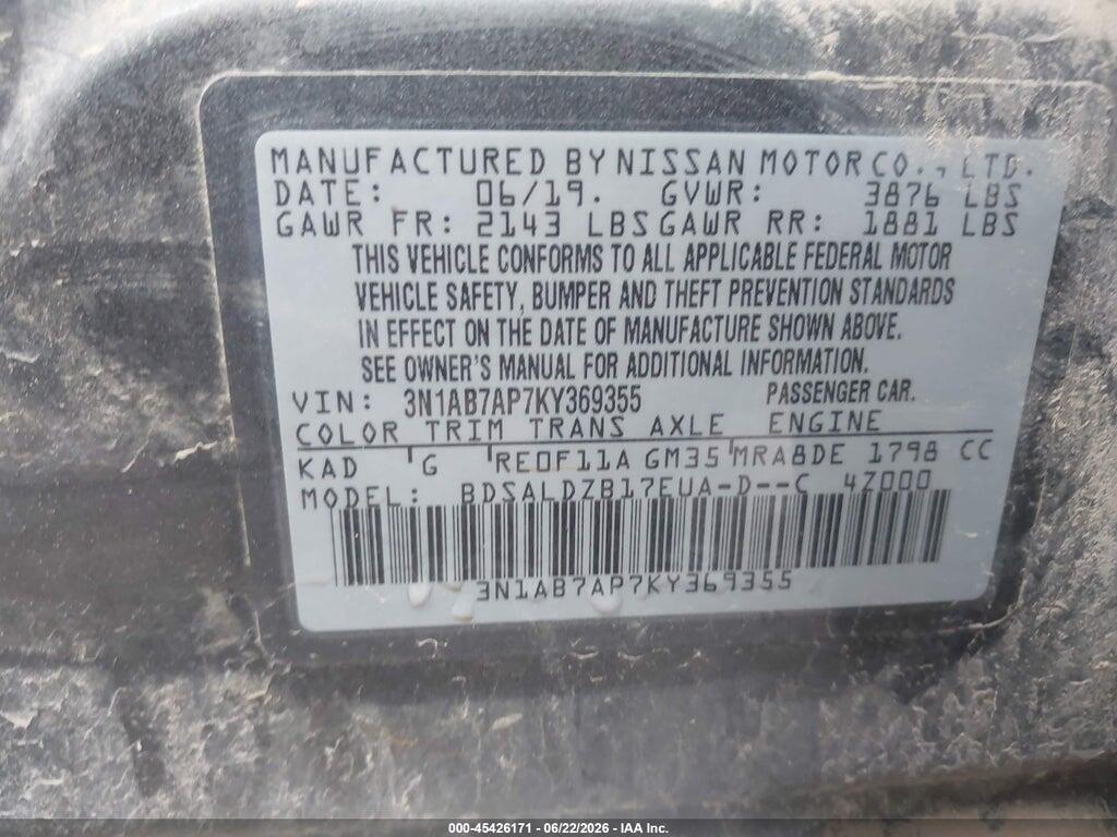 3N1AB7AP7KY369355 2019 NISSAN SENTRA photo no. 9